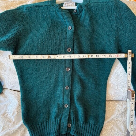 Vintage B. Altman & Co. Women's Teal Cardigan Sweater, medium small, pure wool - Picture 9 of 11
